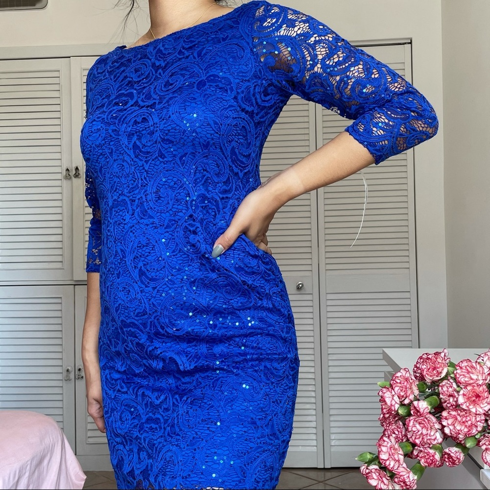 Blue sequin dress